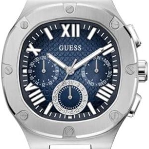 GUESS Mens Silver Tone Multi-function Watch