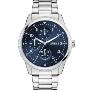 GUESS Mens Silver Tone Multi-function Watch