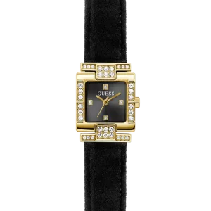 GUESS Ladies Black Gold Tone Analog Watch