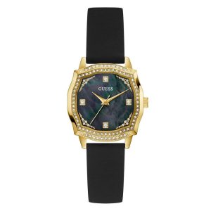 GUESS Ladies Black Gold Tone Analog Watch