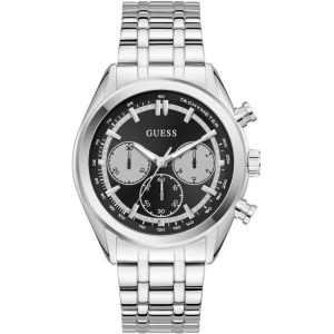 GUESS Mens Silver Tone Multi-function Watch